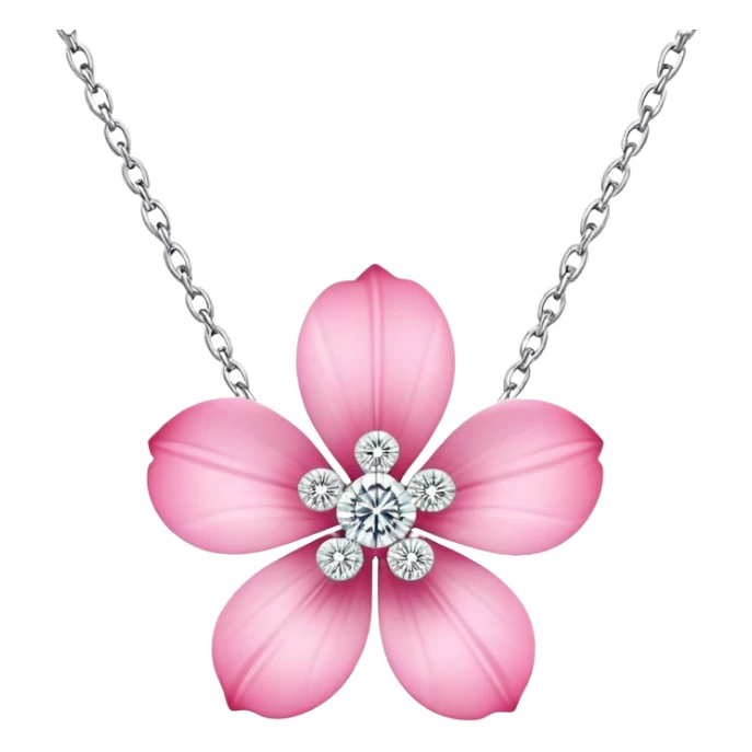 Pink flower with diamond petals necklace  sticker