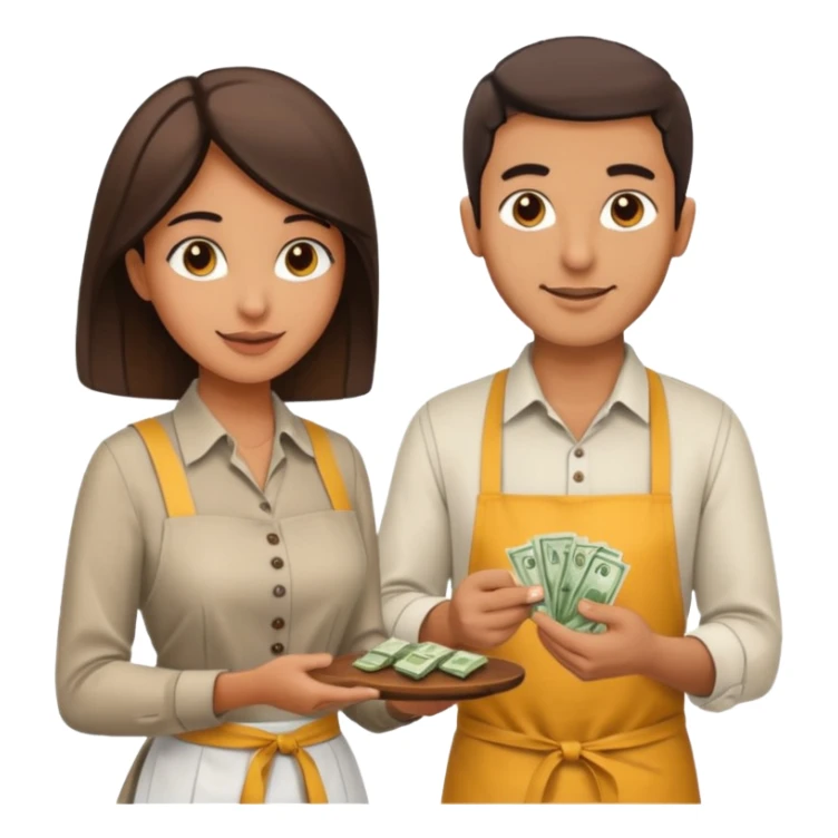 an Arab man giving money to a server woman sticker