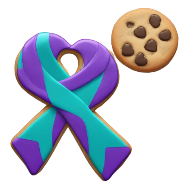 Purple teal Suicide awareness ribbon, heart cookie sticker