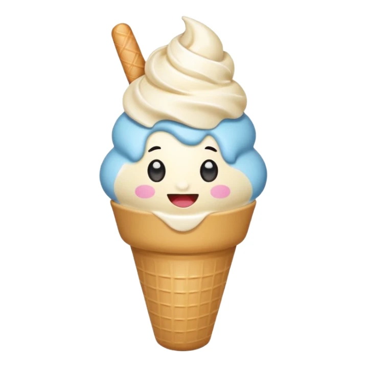 cono de helado de vainilla kawaii con ojitos sticker