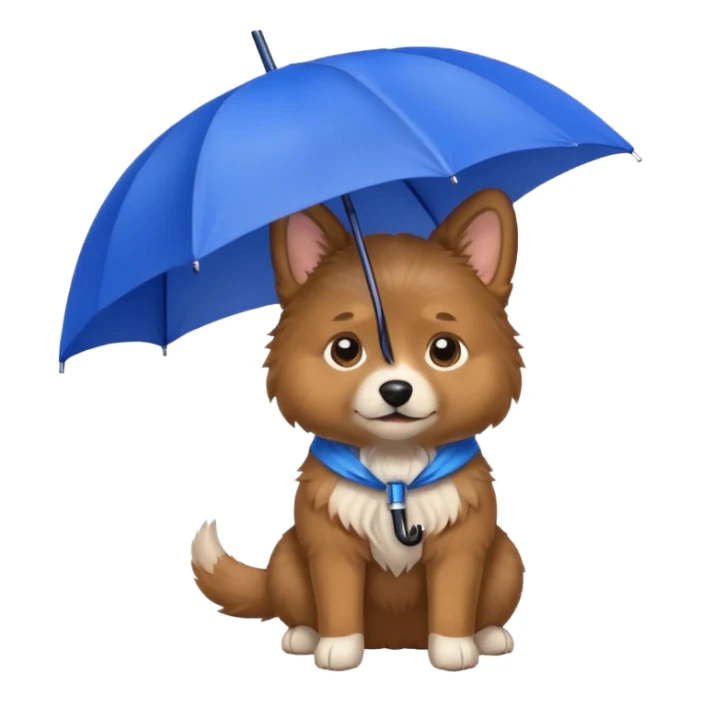 dog with blue umbrella closeup view sticker