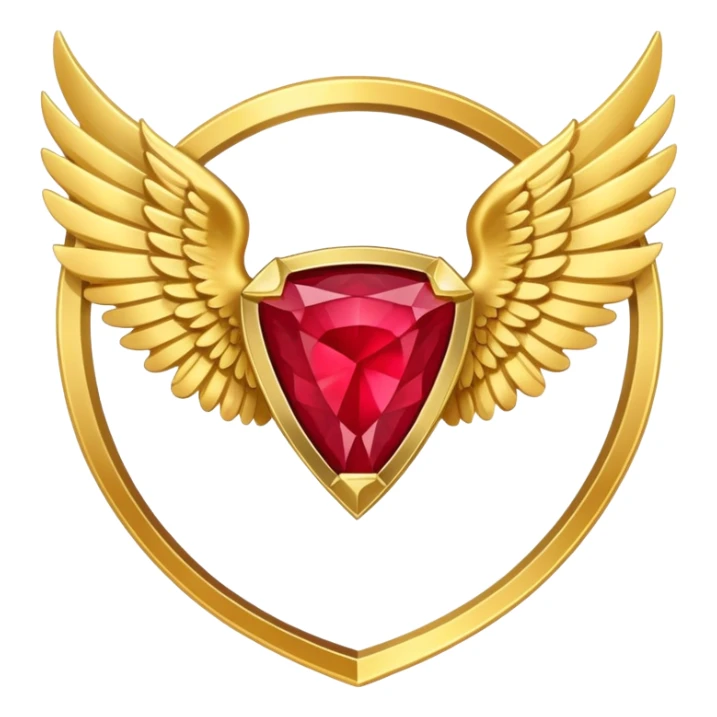 Triangle Rubby stone award-in-frame-decorated-with-golden-angel--wings sticker