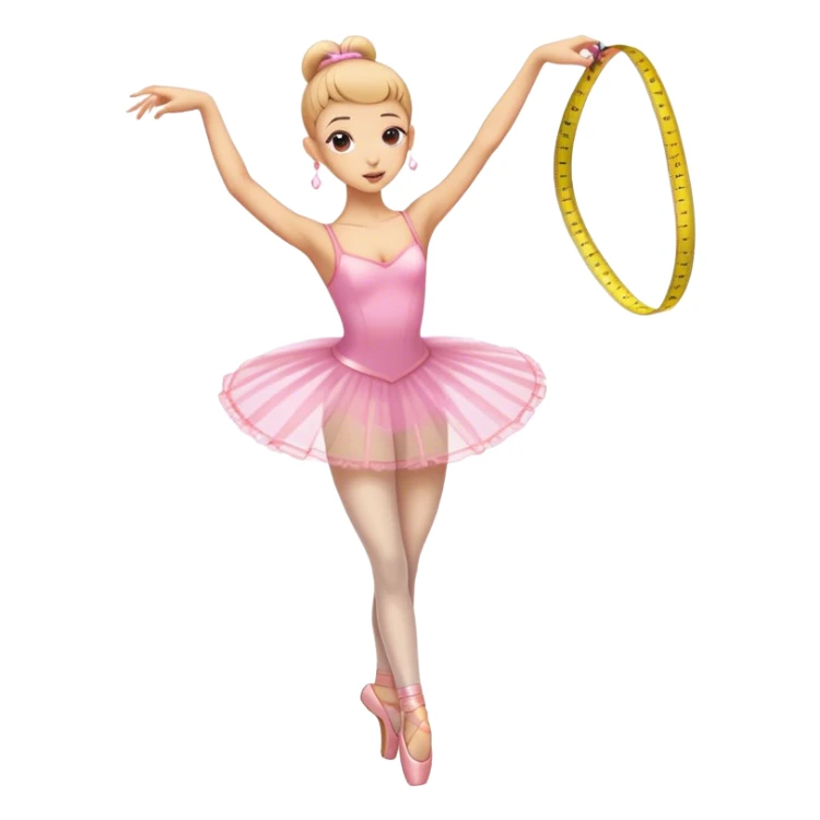 really skinny ballerina dancing with a measuring tape sticker