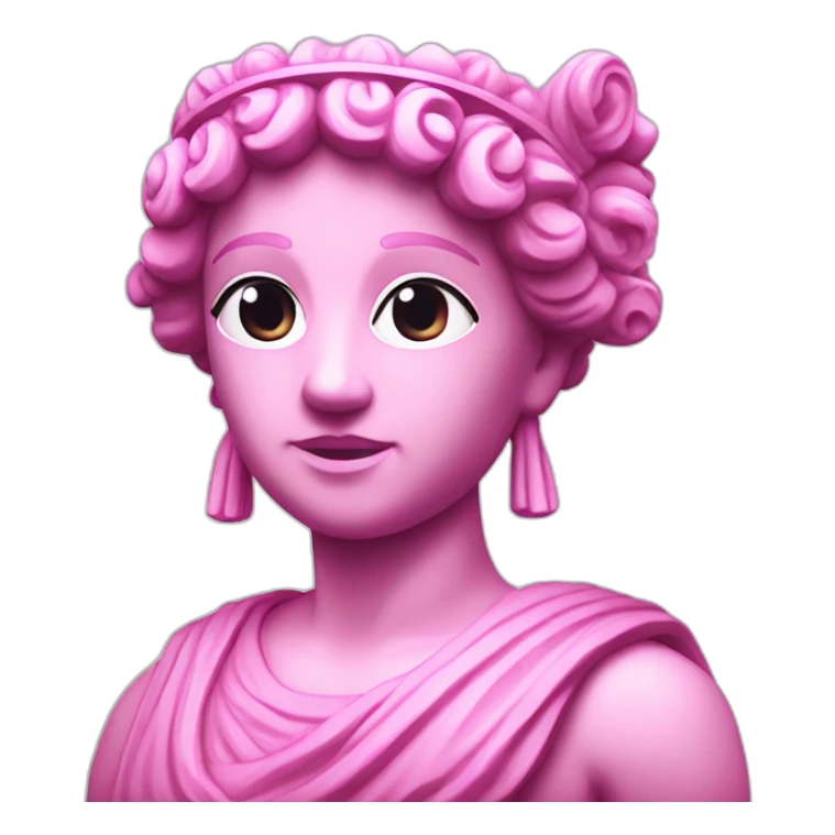 pink greek statue with a glowing headband sticker