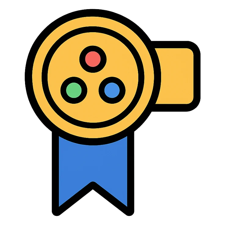 gold honorable mention award with colorful gems, elegant minimalist flat design, award badge style, 2D flat vector, trending icon look, soft shadows, no text, isolated on white background, commercial use sticker