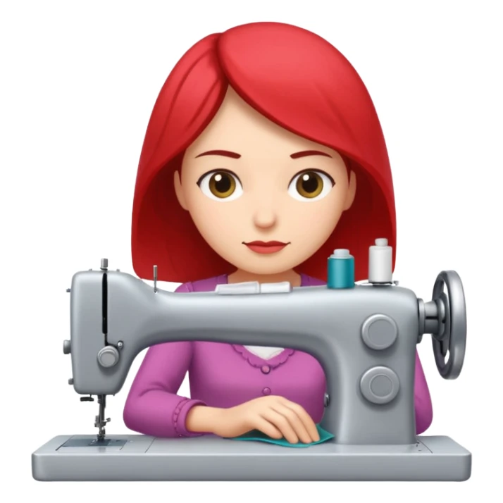 focused woman sewing fabric on a sewing machine sticker