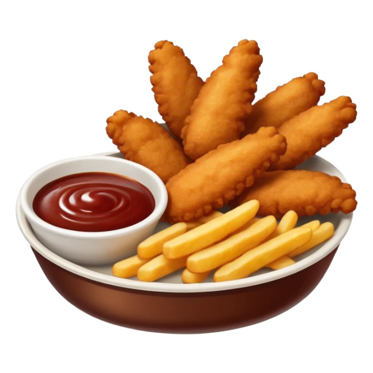 Chicken nuggets and fries with bbq sticker