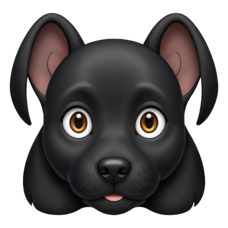 Shadow is a black dog with big upright ears and bright, expressive eyes. He has a sleek, dark coat and a calm but alert look. His face is gentle and intelligent, with a slightly curious expression. Shadow looks loyal, attentive, and a little playful, giving off both a protective and affectionate  sticker