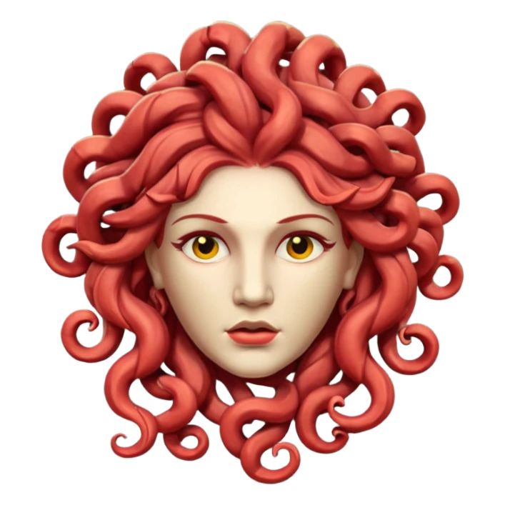 statue head medusa red hair sticker