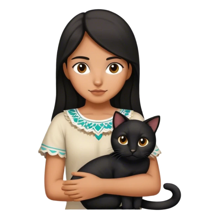 Mexican girl holding a black cat in each arm sticker