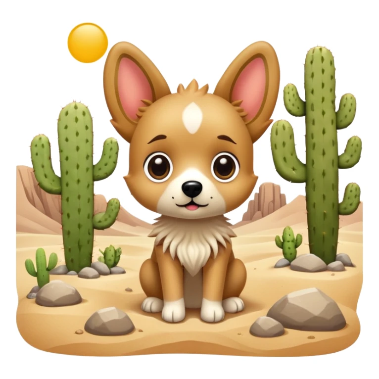 cute kawaii cactus dog desert landscape  sticker