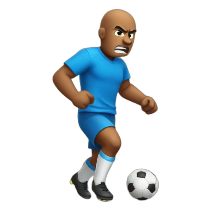 Angry brick playing soccer with a blue shirt sticker