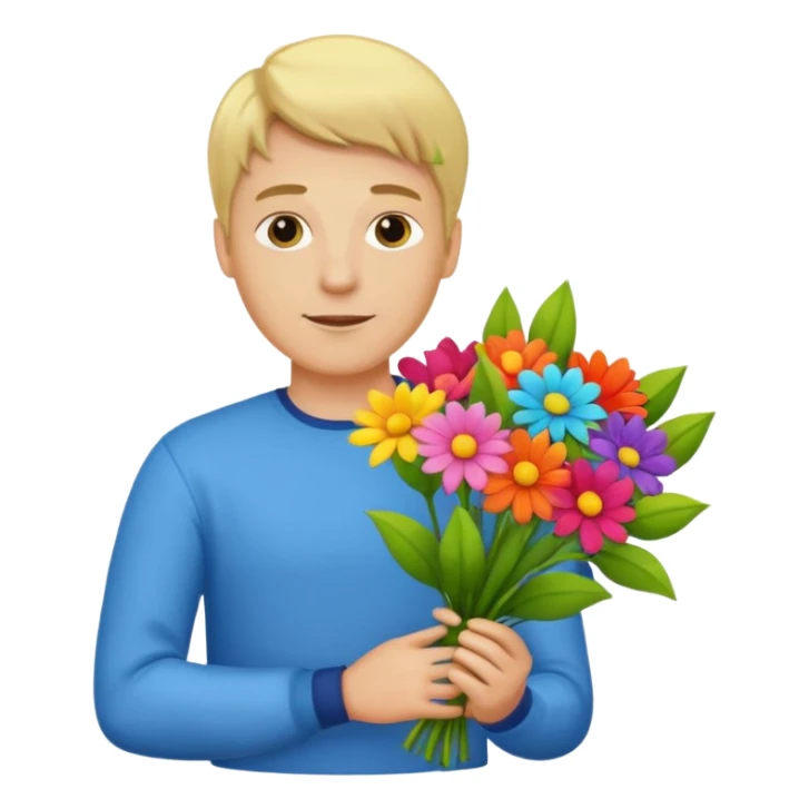 blonde man flower-holding person bouqet sticker