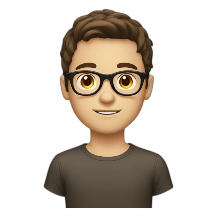 white boy with dark brown hair with circle brown glasses sticker