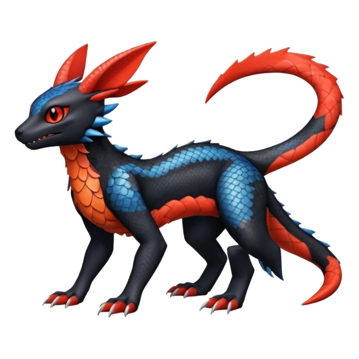 Guilmon-Salandit-Umbreon-Fakémon-hybrid-creature (full body)  sticker