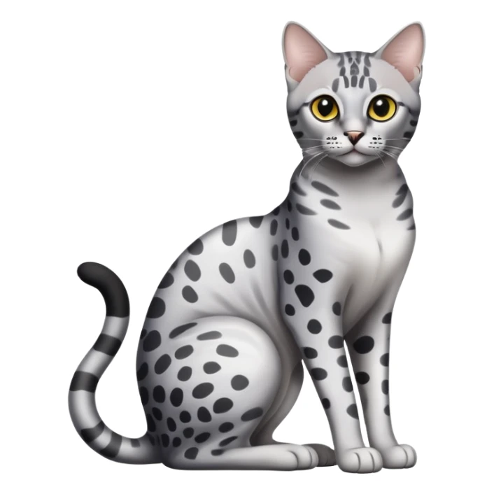 Egyptian Mau cat full body sitting with black eyes sticker