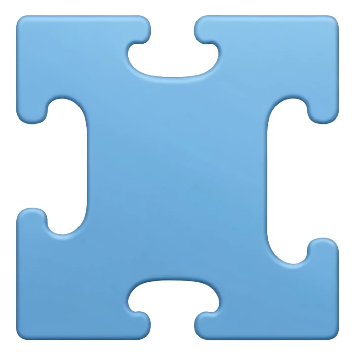 A Cambridge blue colored  piece of puzzle, half standing sticker