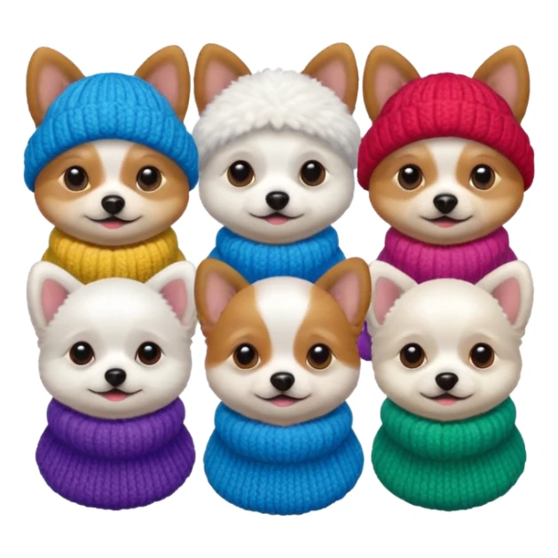 Cagnolini piccoli seduti con vestitini in maglia sticker