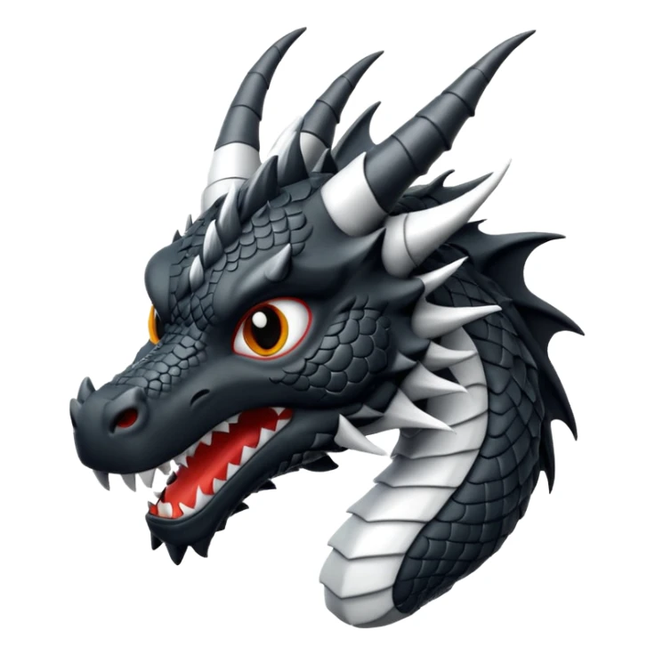 Black and white dragon emoji text sticker