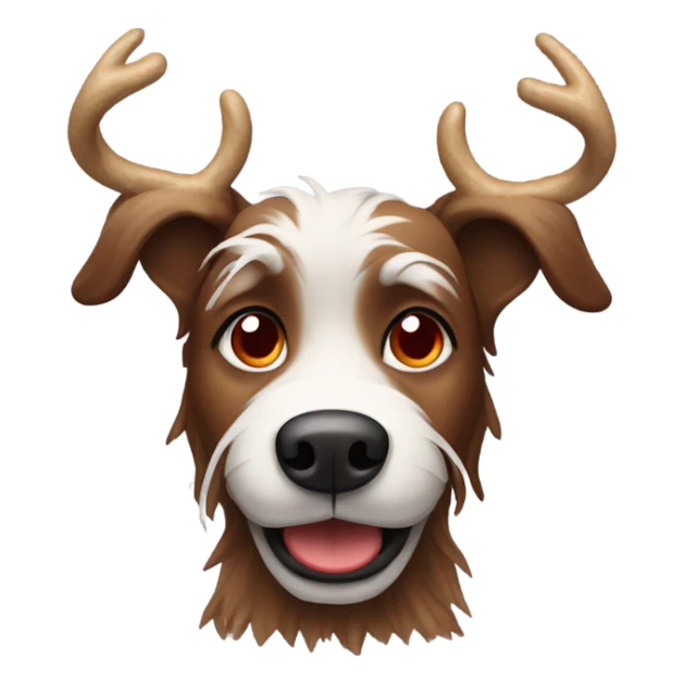 Brown scraggly dog with Christmas antler and red nose  sticker