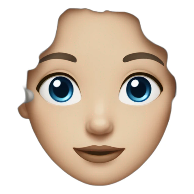 white woman with dark brown curly hair and blue eyes sticker