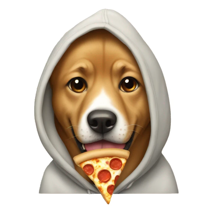 Dog with hoodie eating pizza sticker