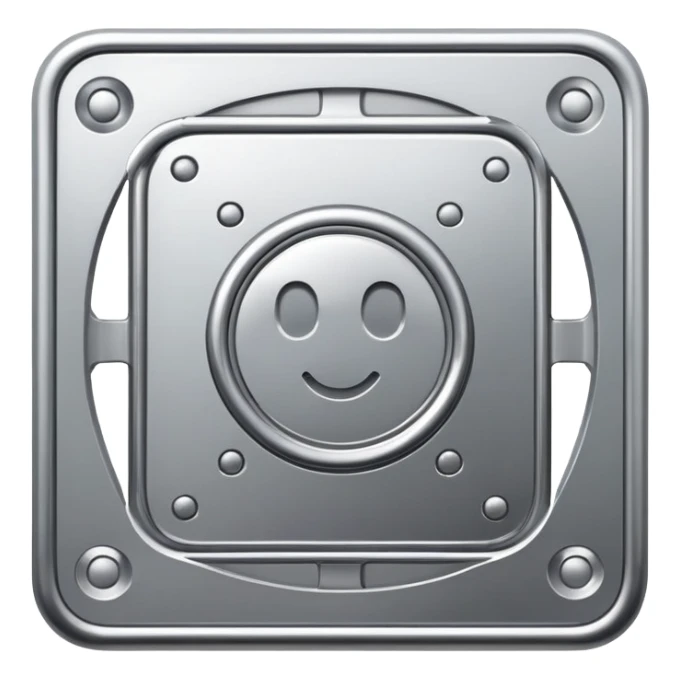 simmetry square, stoke icon, silver iron, the middle is transparent sticker