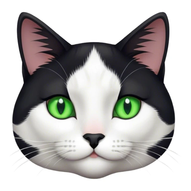 Black and white cat With green eyes ￼￼ sticker