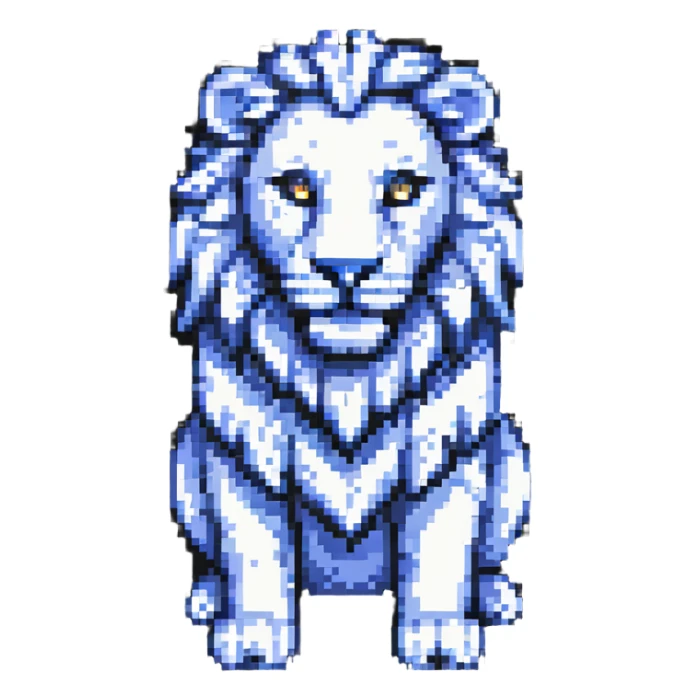 medieval lion inspired by stone carving, pixel art style sticker