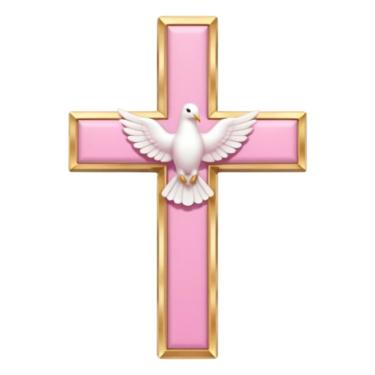 Pink and white simple holy cross with a dove  sticker