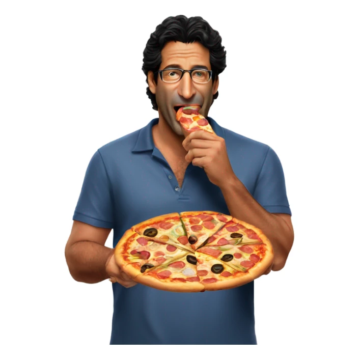 Wasim Akram eating pizza sticker