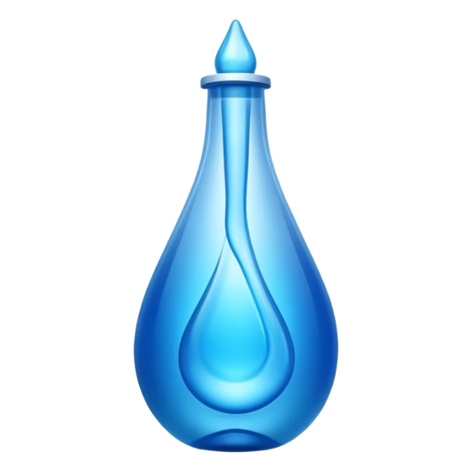 "Abstract logo symbol representing plastic blow molding, a drop of blue liquid plastic transforming into a solid bottle shape, futuristic, metallic texture, blue and silver gradient, white background, high definition app icon." sticker