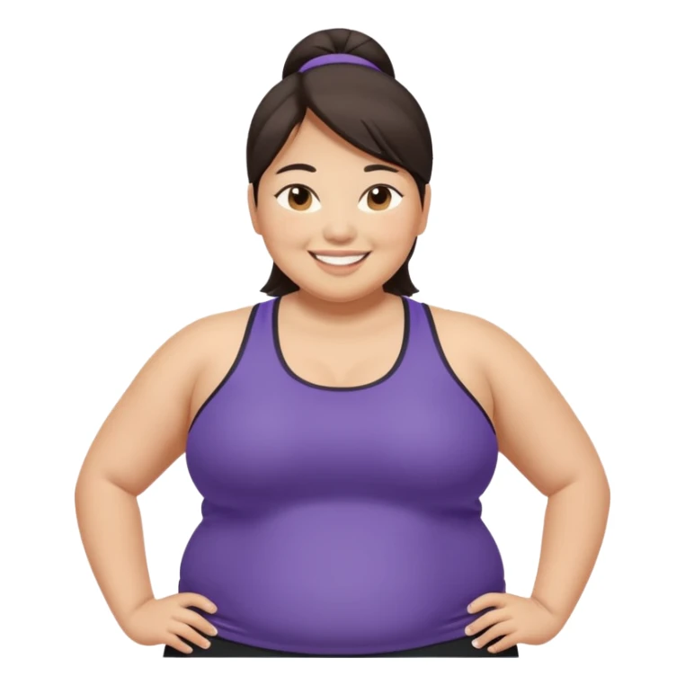 asian midsize overweight woman in workout gear sticker