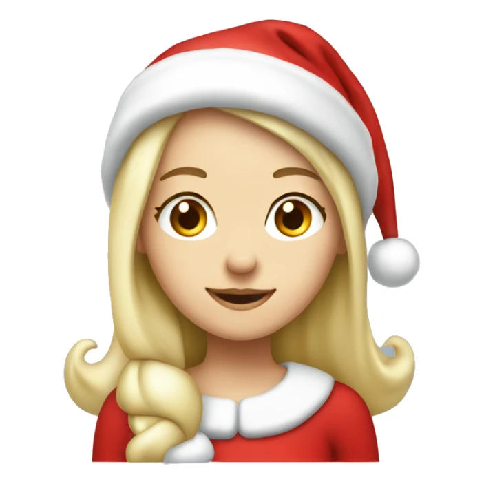 White blond girl as santa claus With hat  sticker