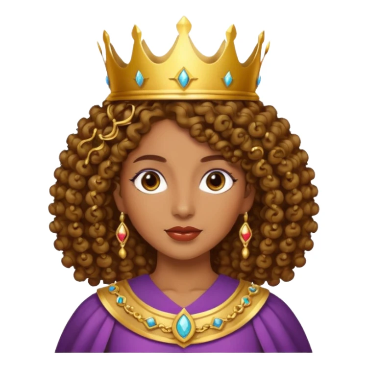 Chica piel morena con cabello rizado 👩🏽‍🦱 con corona 👸🏽 sticker