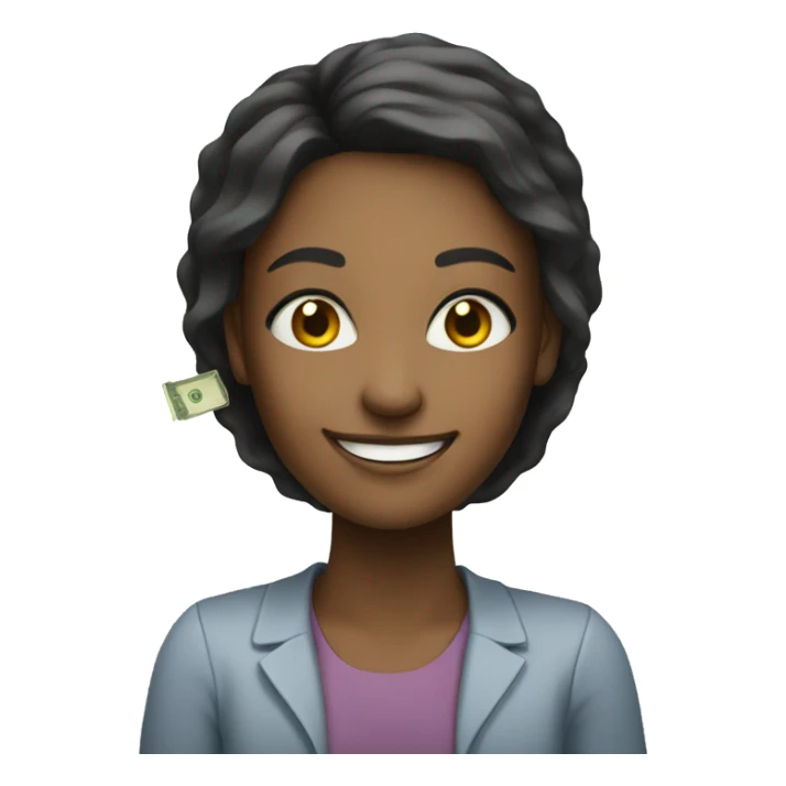 smiling girl in simple background with money sticker