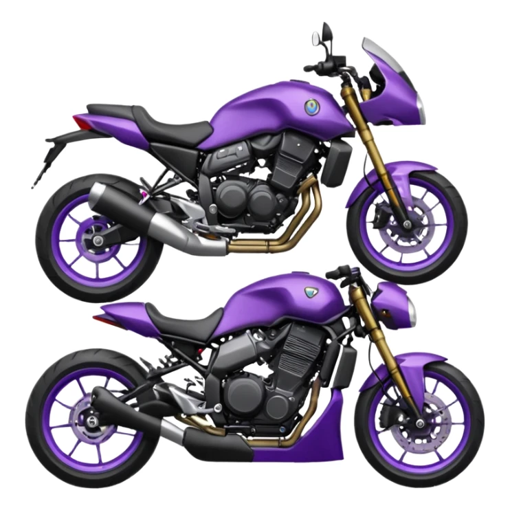 Créer un emoji copiable sur mon système iOS avec une moto mt07 noir mate / violet plus foncé que tu as et iridescent. le style de la mt07 doit être en roadster. sticker