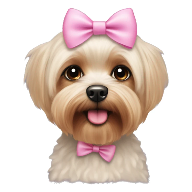 Yorky mixed with a bichon with a pink bow on its head sticker