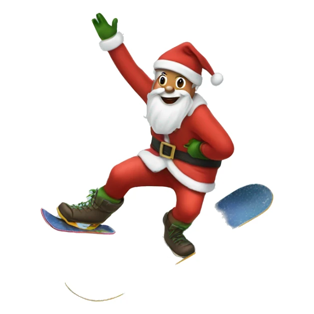 Santa snowboarding with an elf on his back sticker