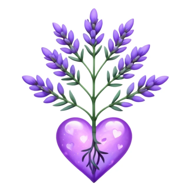 create a holographic lavender plant that wraps around a lavender colored heart sticker