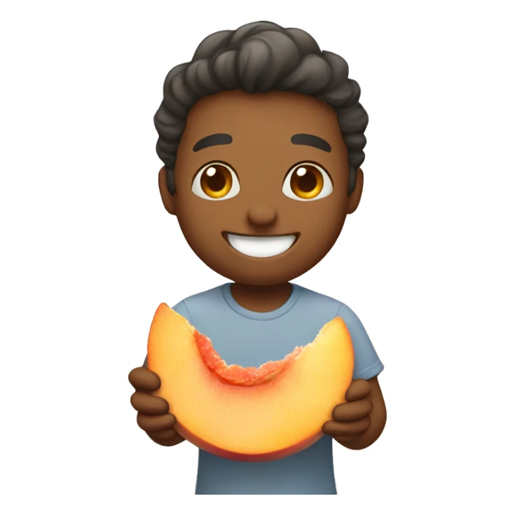 Smiling Emoji eating a peach sticker