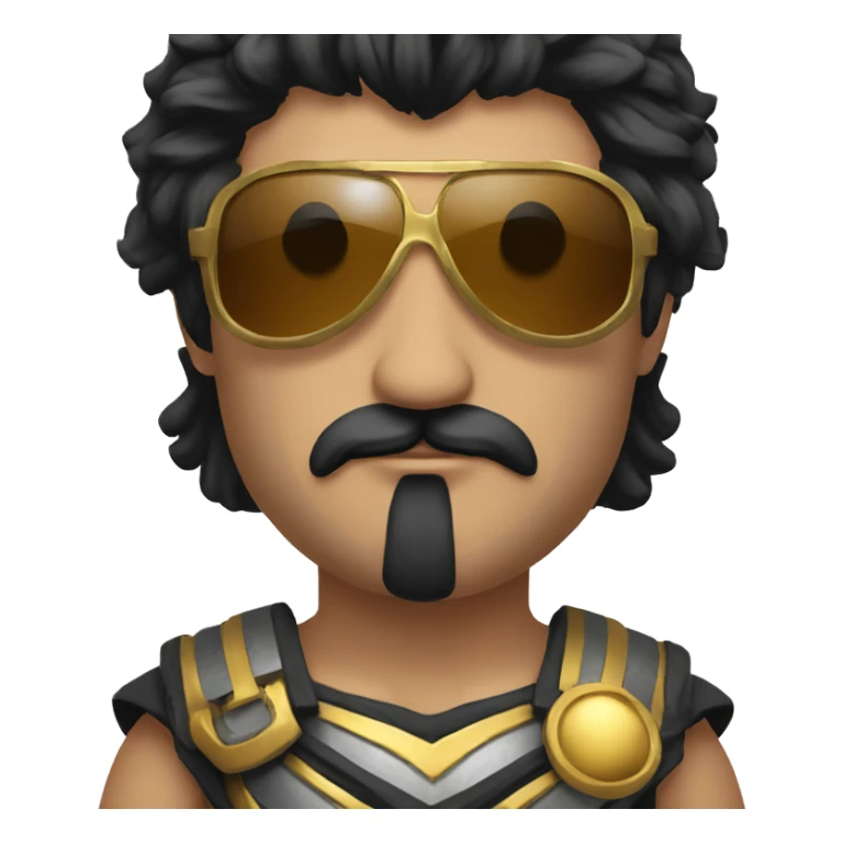 gladiator with long black hair, black moustache and sunglasses sticker