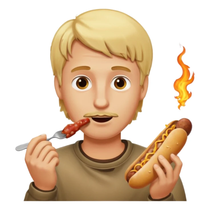 Hombre Rubio con una salchipapas pero la salchicha está quemada sticker