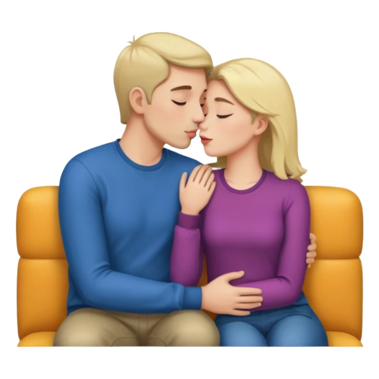 Man and woman kissing on couch sticker