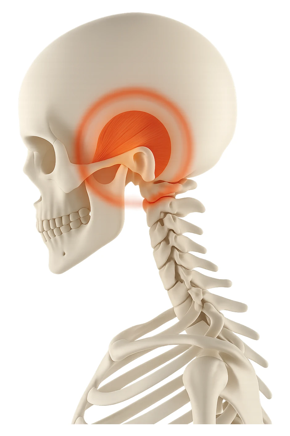 focus su muscolo temporale illuminato con un cerchio sticker