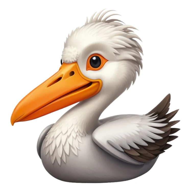 Create a really cute,  simple, cartoon pelican emoji that i can copy and paste into text sticker