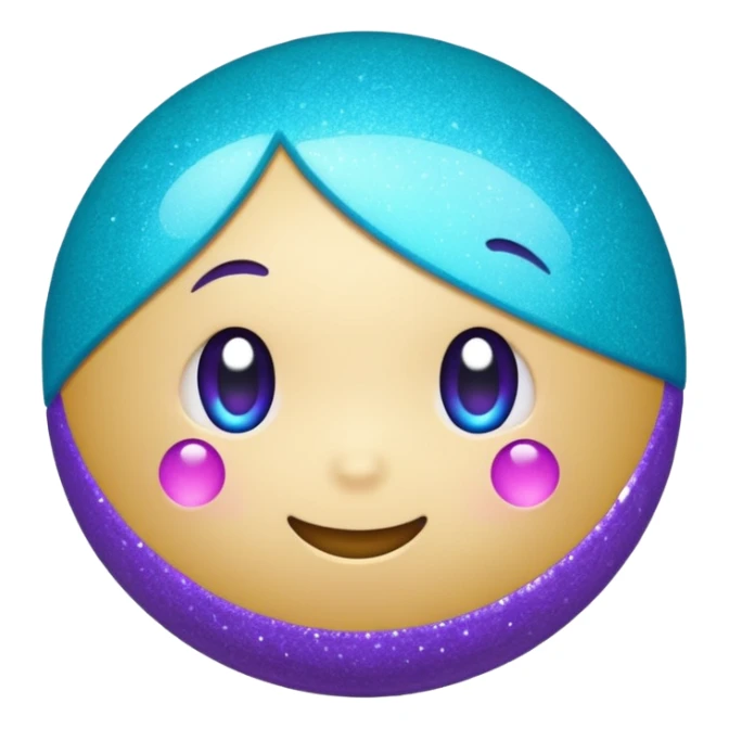 glitter purpel cian little ball sticker