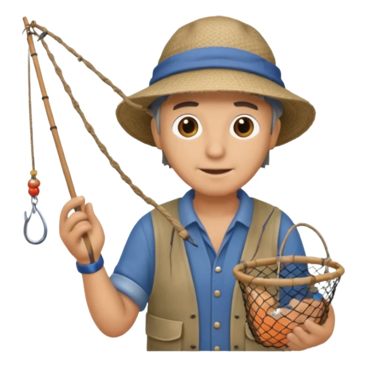 a fisherman is casting the fishing net sticker