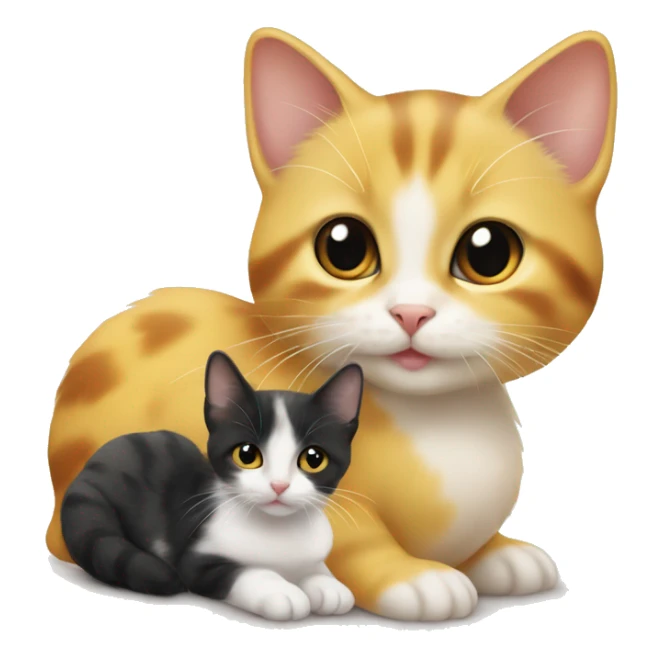 Duckling on a small cat, the cat has a calico color  sticker