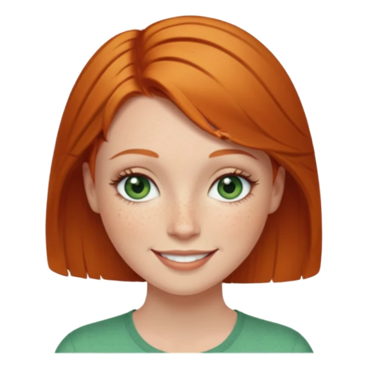 Short Ginger hair, green eyes, eye lashes White woman happy sticker
